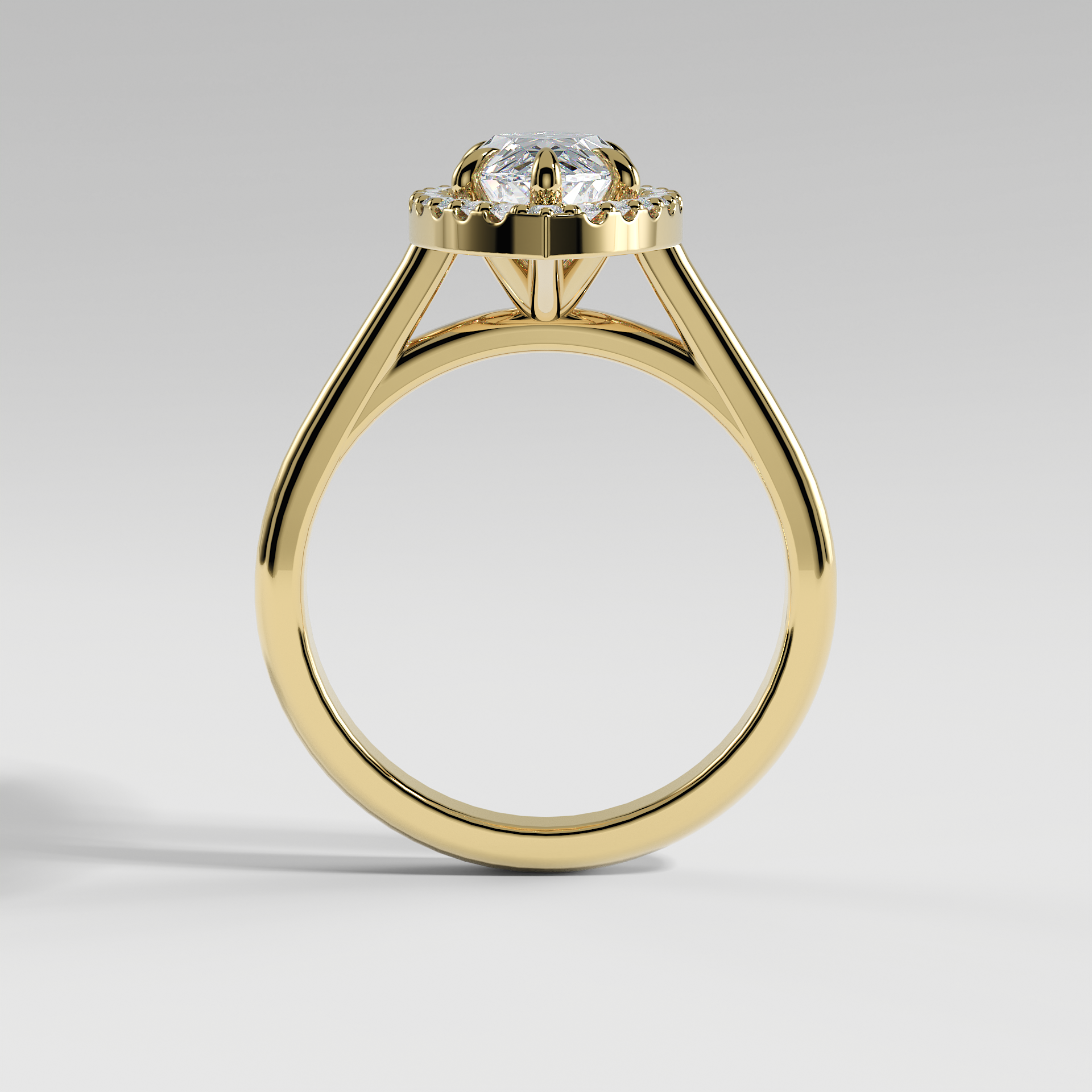 LULU - Marquise Halo Engagement Ring with Polished Cathedral Band
