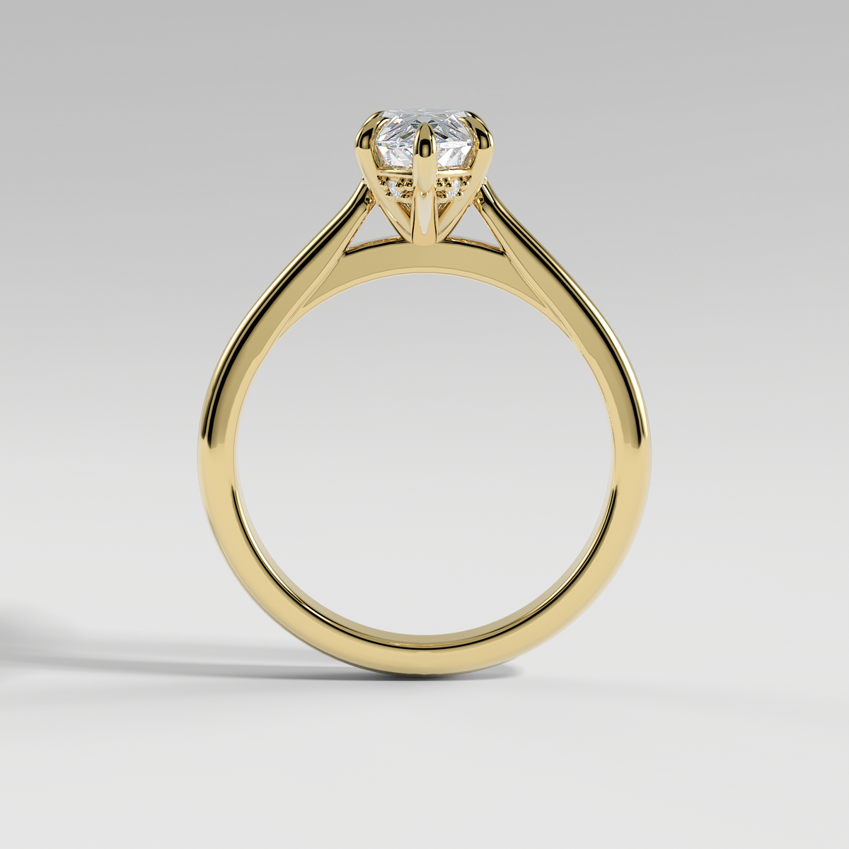 EMMA - Marquise Solitaire Engagement Ring with Hidden Halo and Polished Cathedral Band