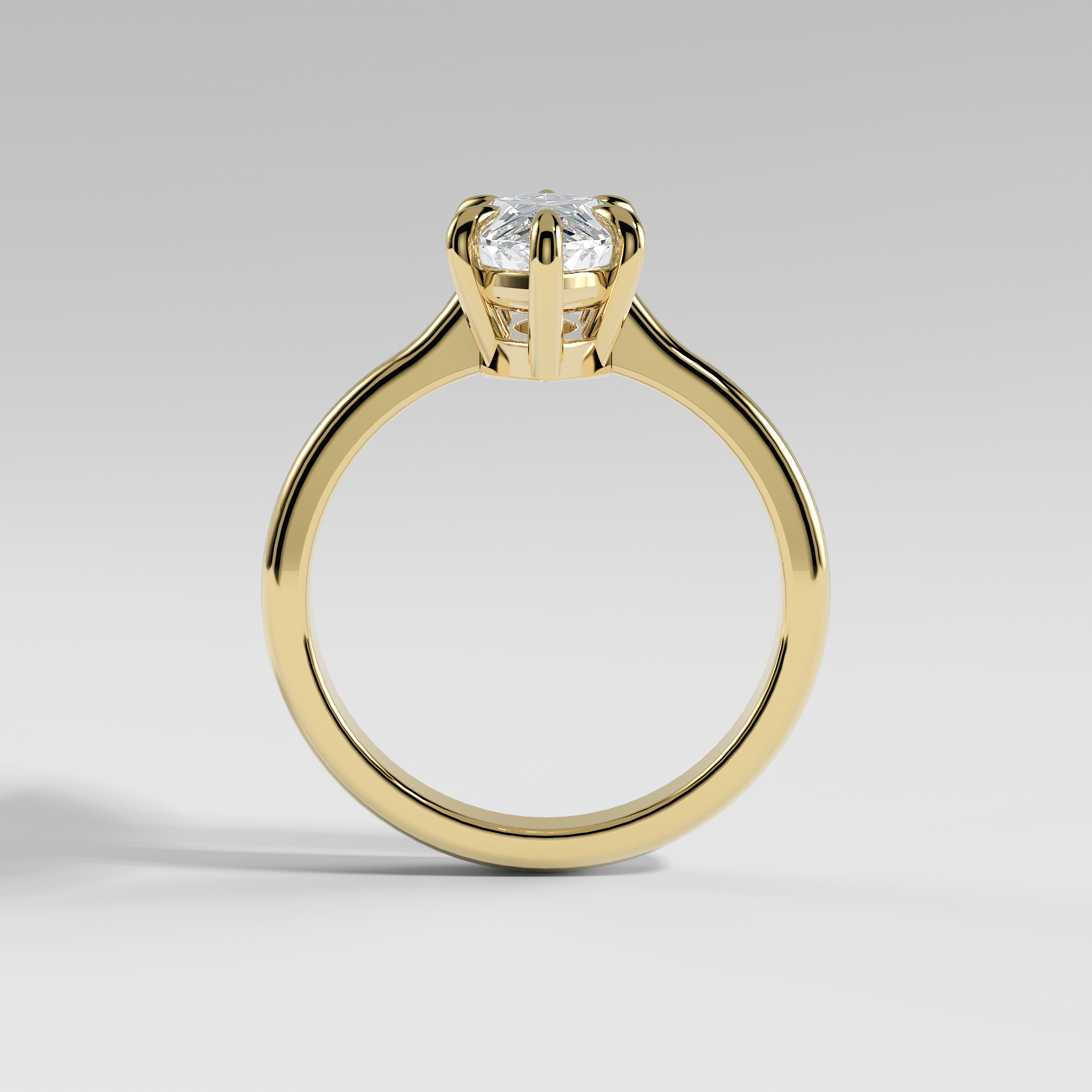 PAISLEY - Marquise Solitaire Engagement Ring with Low-Set Donut Basket and Polished Band