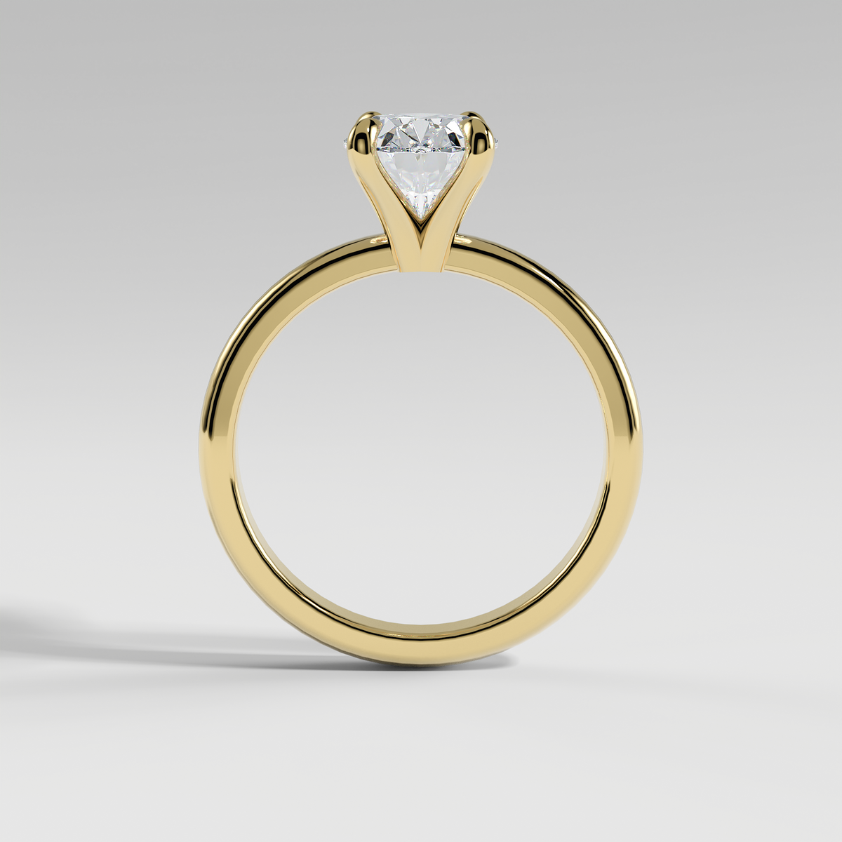 ARIANA - Oval Solitaire Engagement Ring with Polished Band and Open Basket Setting