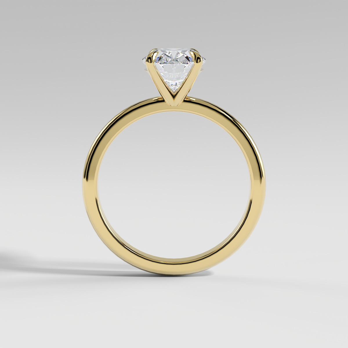 MIA - Oval Solitaire Engagement Ring with Polished Band