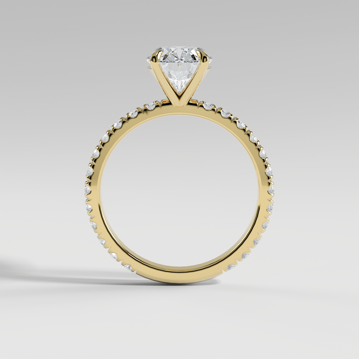 ISABELLA - Oval Solitaire Engagement Ring with Pavé Diamond Band