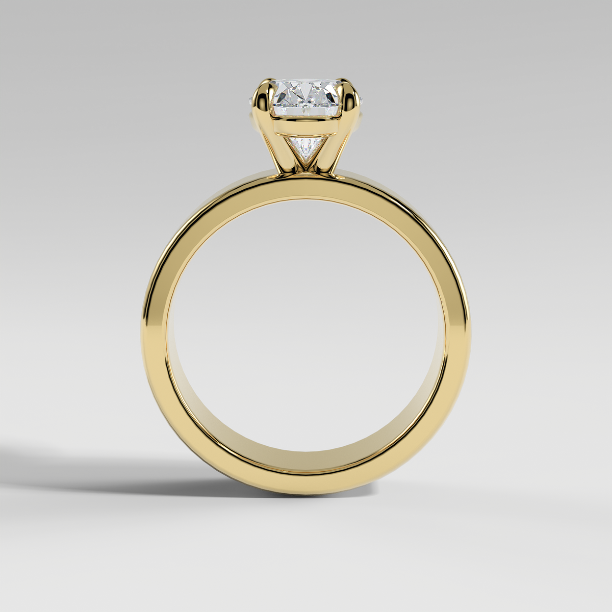 SARAH - Oval 5mm Flat Solitaire Engagement Ring with Polished Band