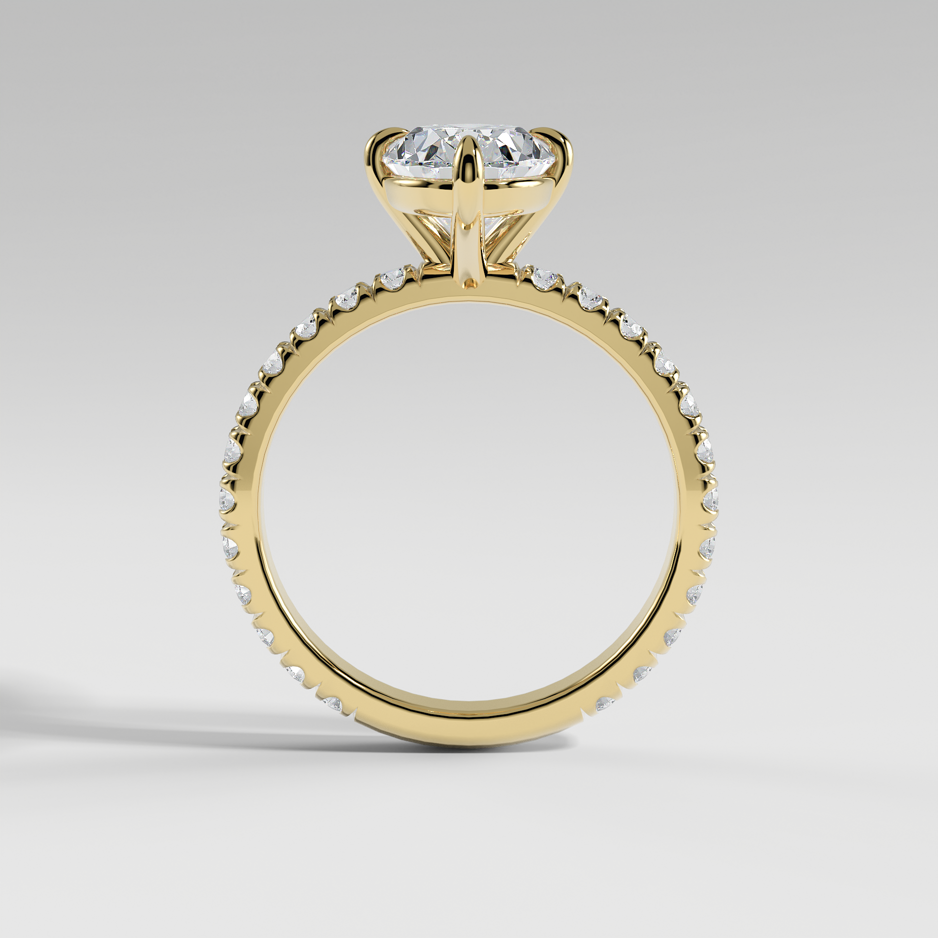 ANNA - Oval North–South Solitaire Engagement Ring with Pavé Diamond