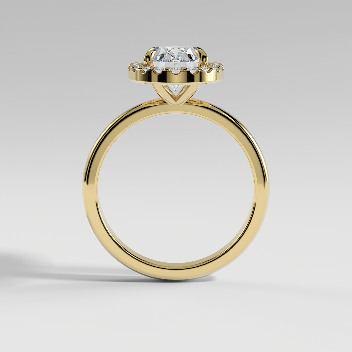ELIANA - Oval Halo Engagement Ring with Polished Band