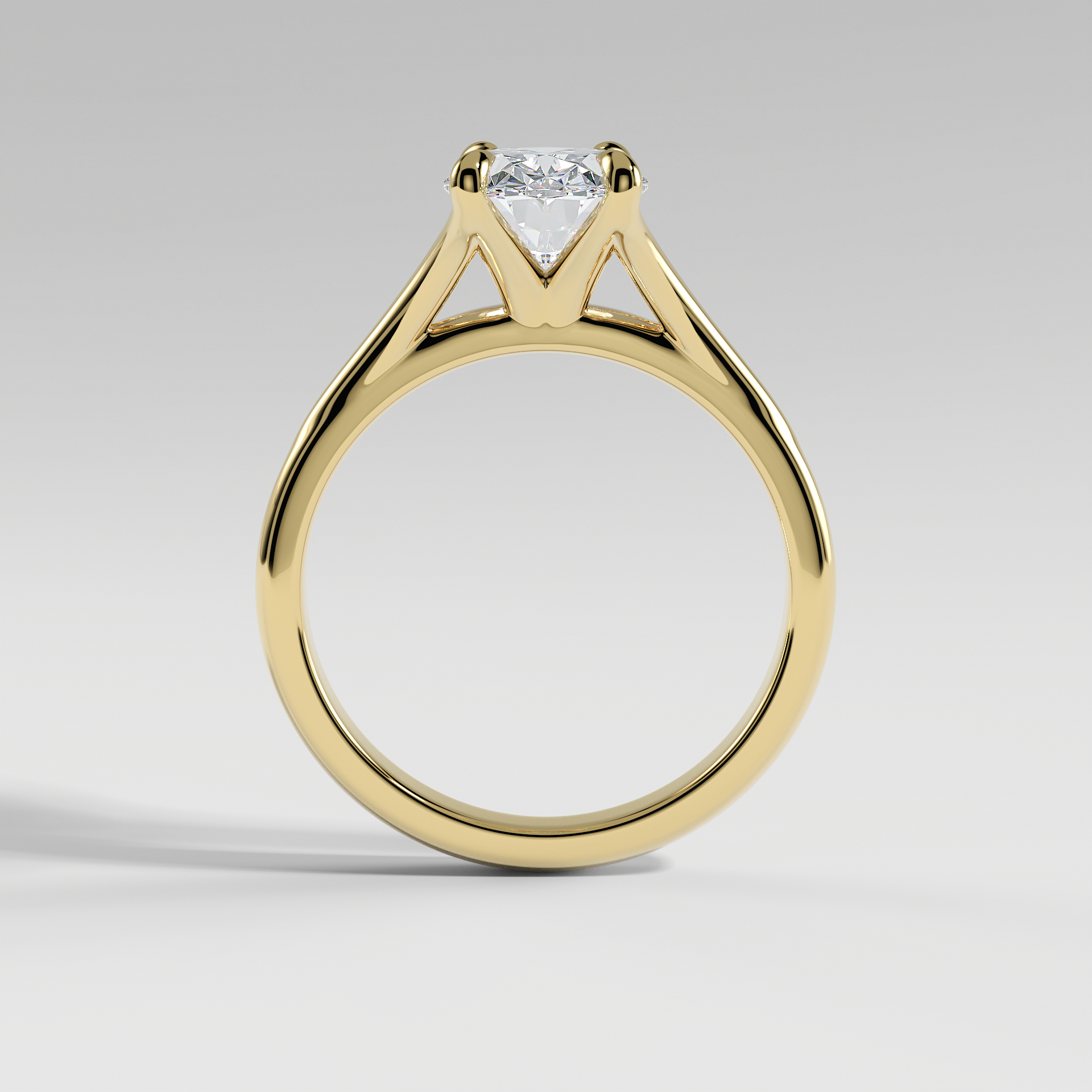 VIVIAN - Oval Solitaire Engagement Ring with Polished Split Band