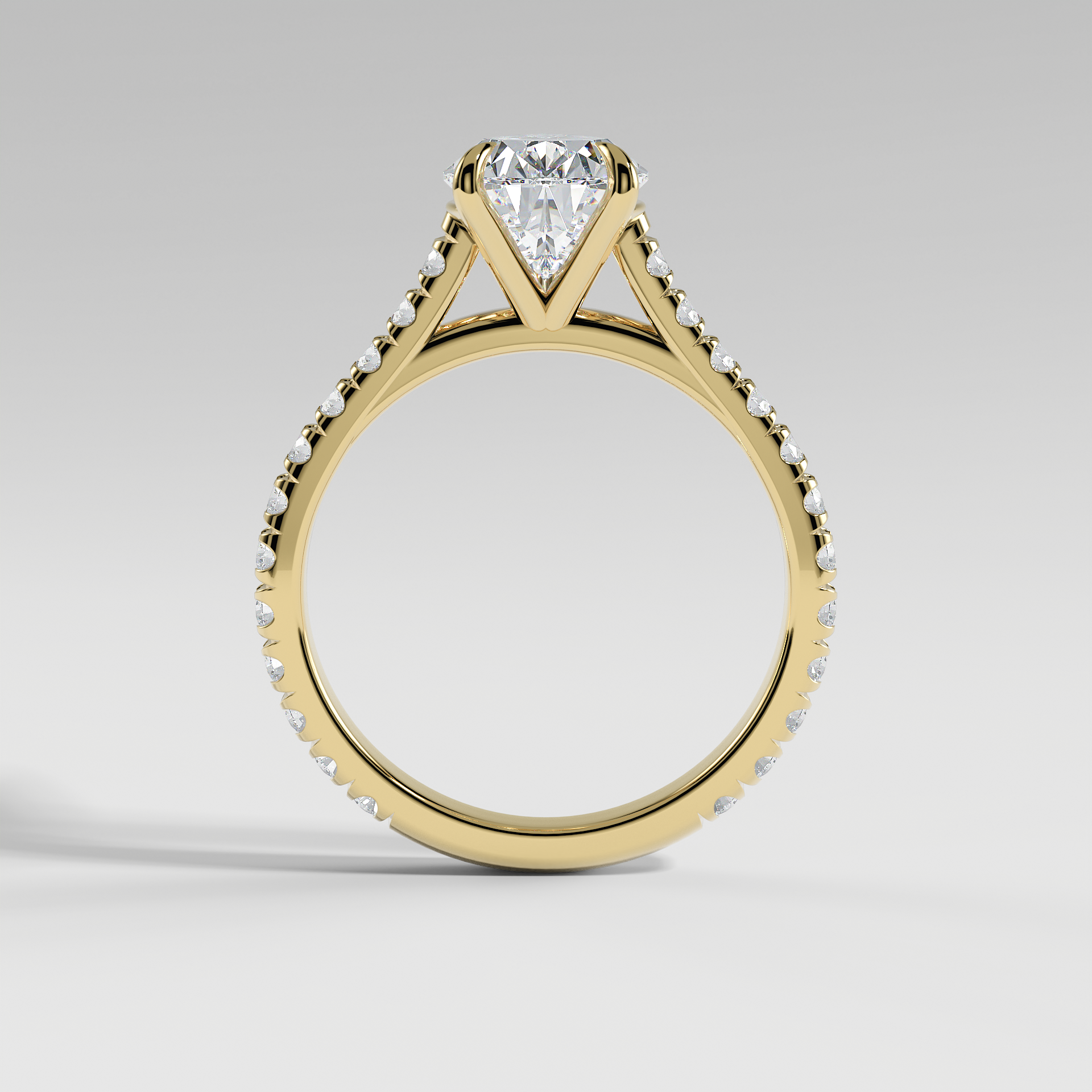 EVELYN - Pear Solitaire Engagement Ring with Pavé Cathedral Band