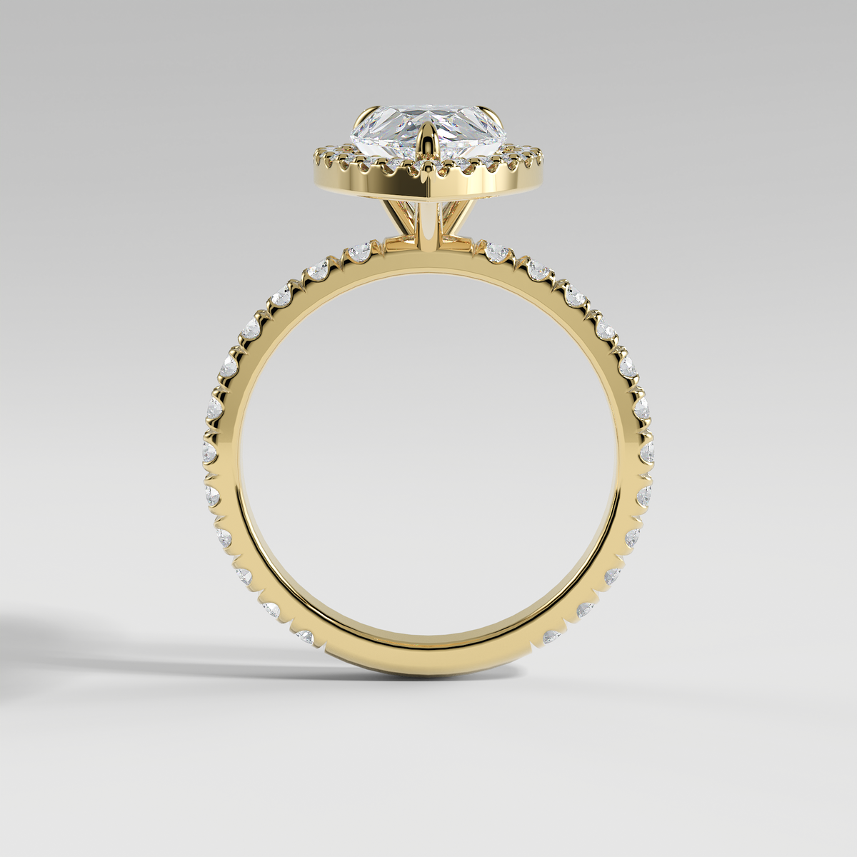 AVA - Pear Halo Engagement Ring with Pavé Diamond Band