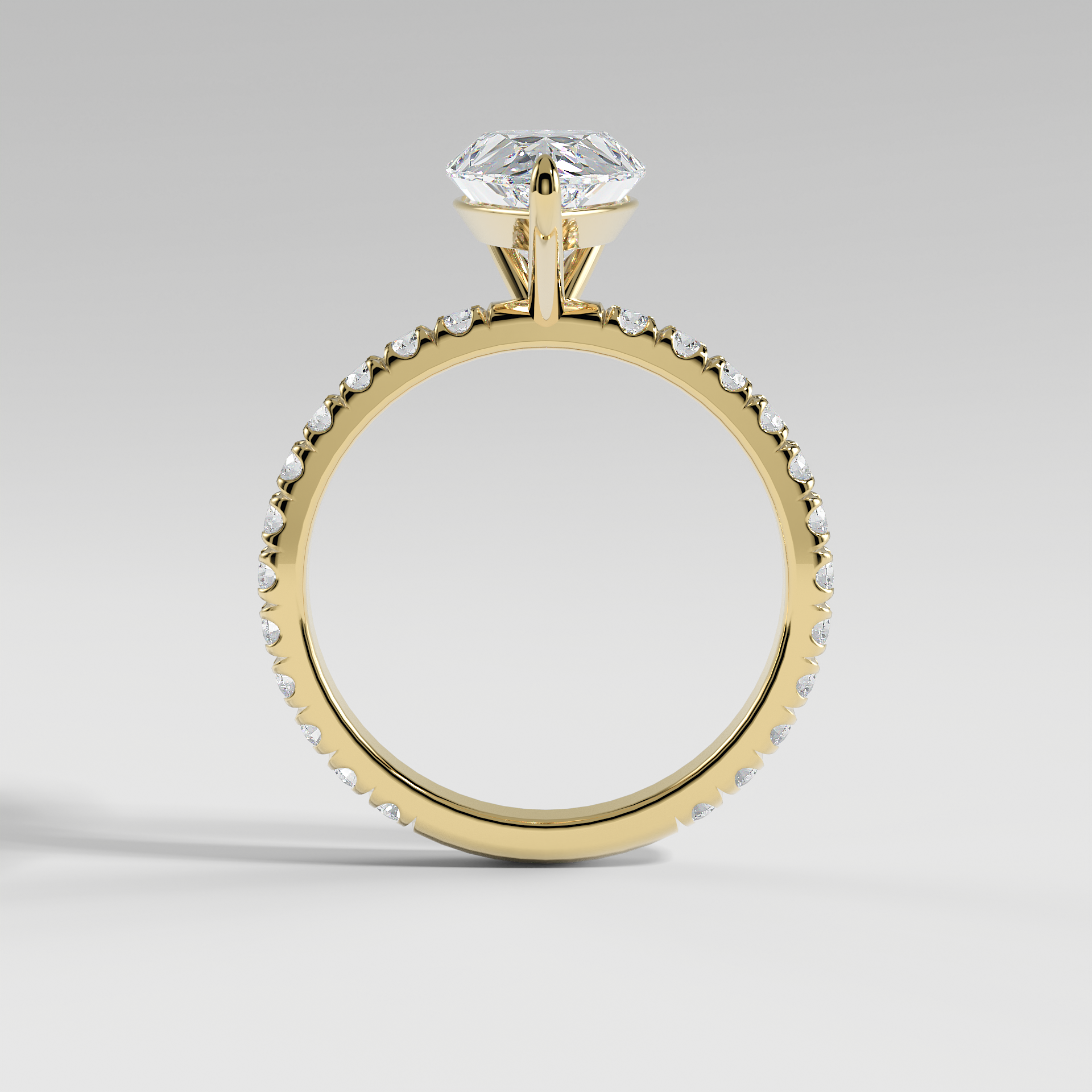 ISABELLA - Pear Solitaire Engagement Ring with Pavé Diamond Band