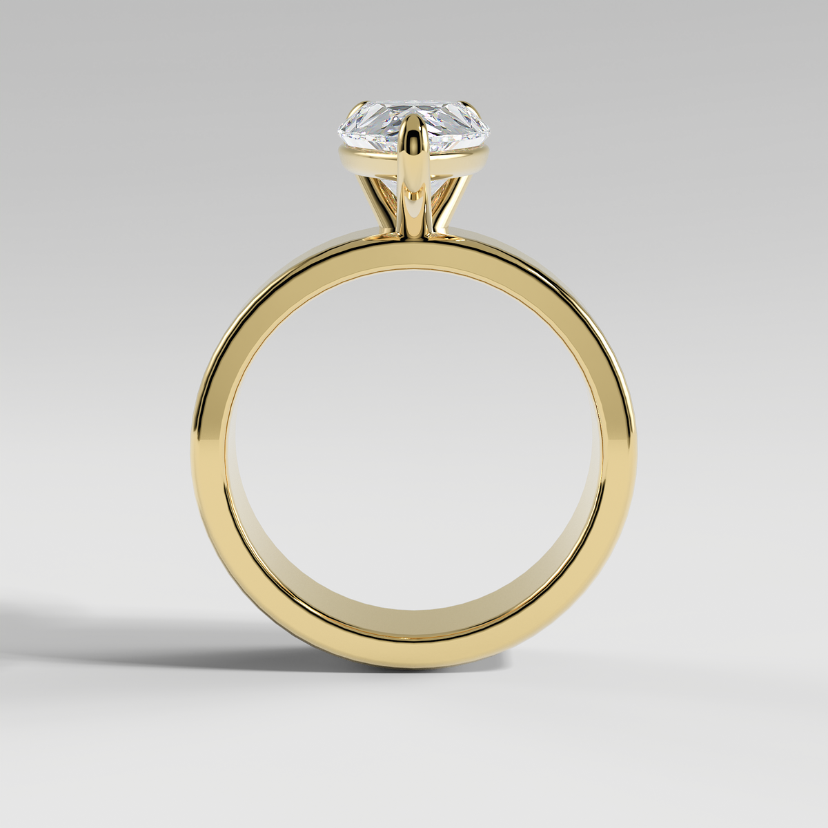 SARAH - Pear 5mm Flat Solitaire Engagement Ring with Polished Band
