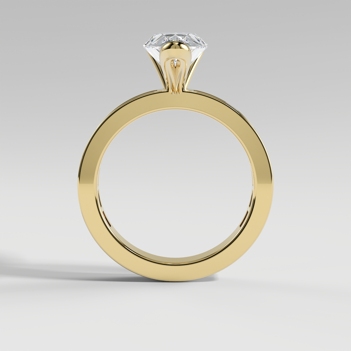 ADDISON - Pear Solitaire Engagement Ring with Half Bezel Setting and Channel Set Baguette Band