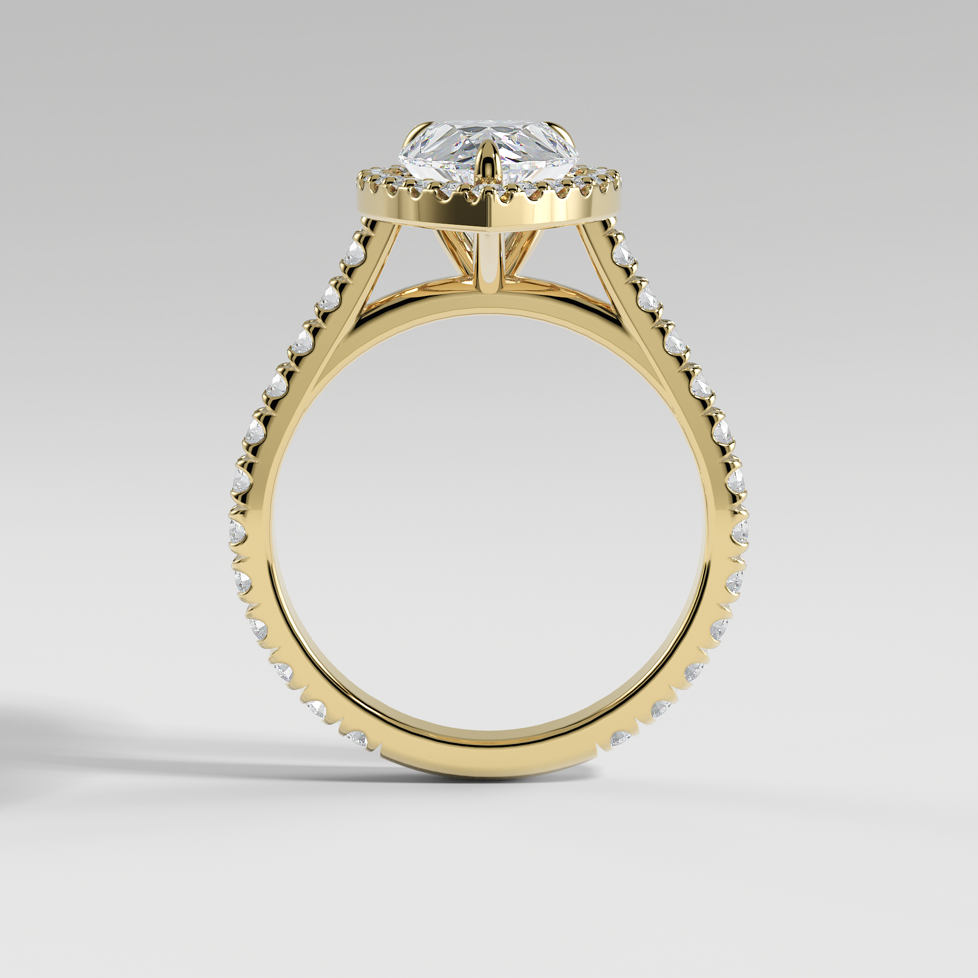 SOFIA - Pear Halo Engagement Ring with Pavé Diamond Cathedral Band