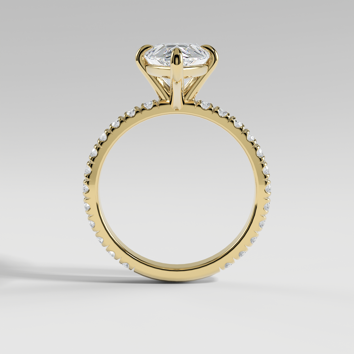 ANNA - Pear North–South Solitaire Engagement Ring with Pavé Diamond