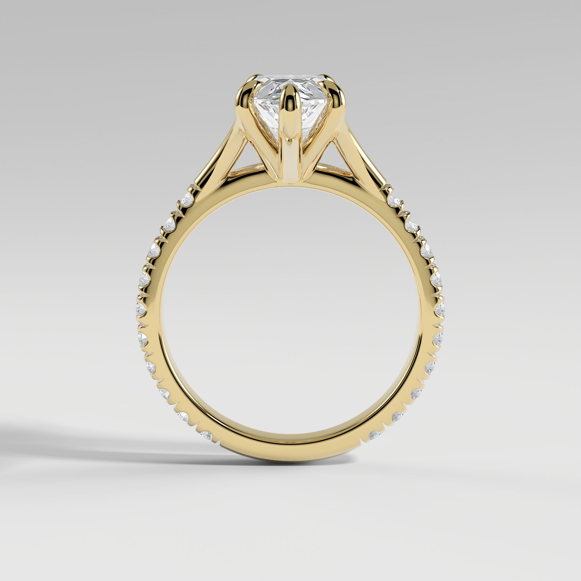 VICTORIA - Pear Solitaire Engagement Ring with Pavé Diamond Split Band
