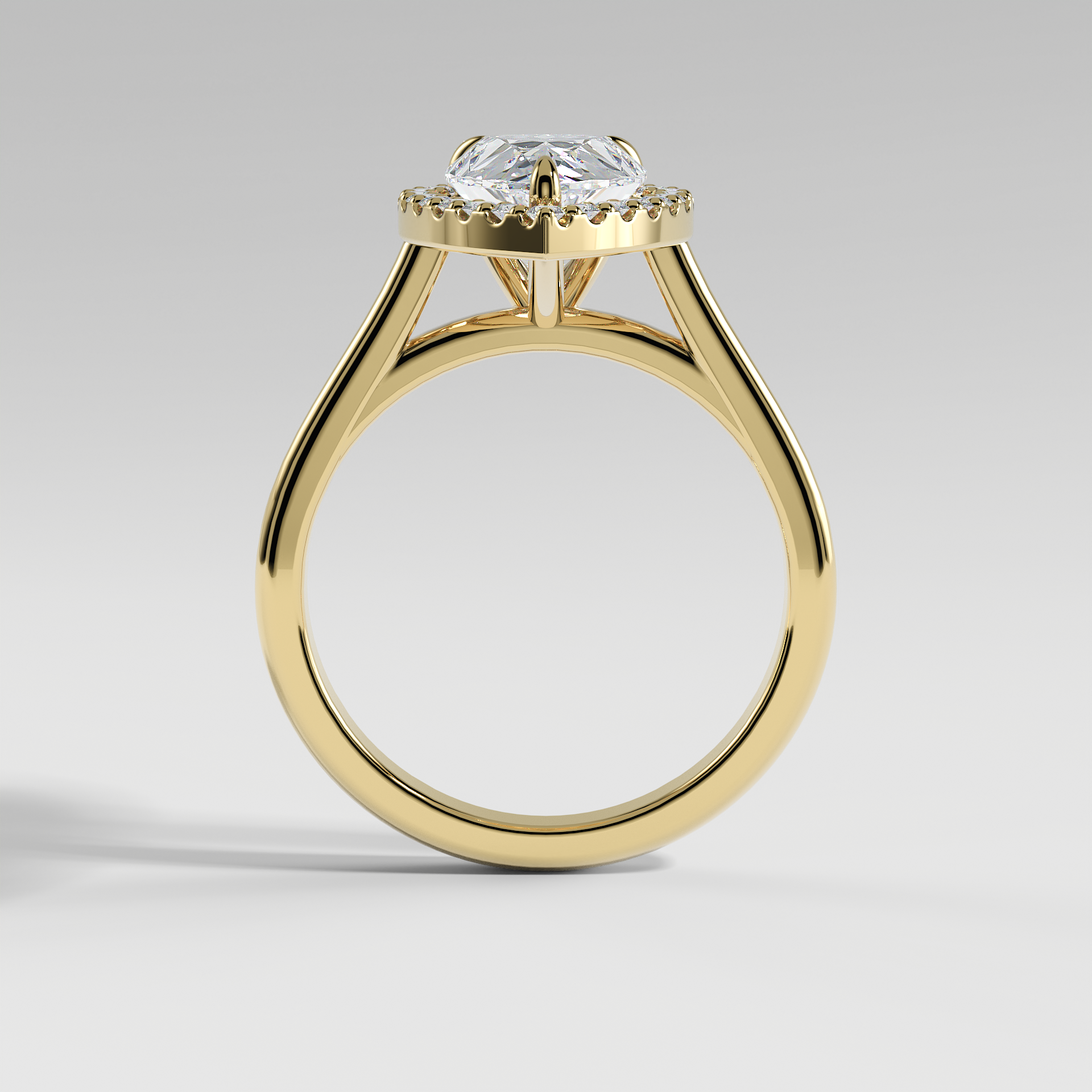 LULU - Pear Halo Engagement Ring with Polished Cathedral Band