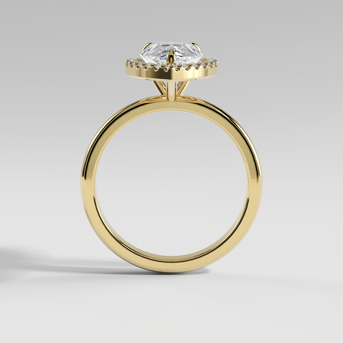 ELIANA - Pear Halo Engagement Ring with Polished Band