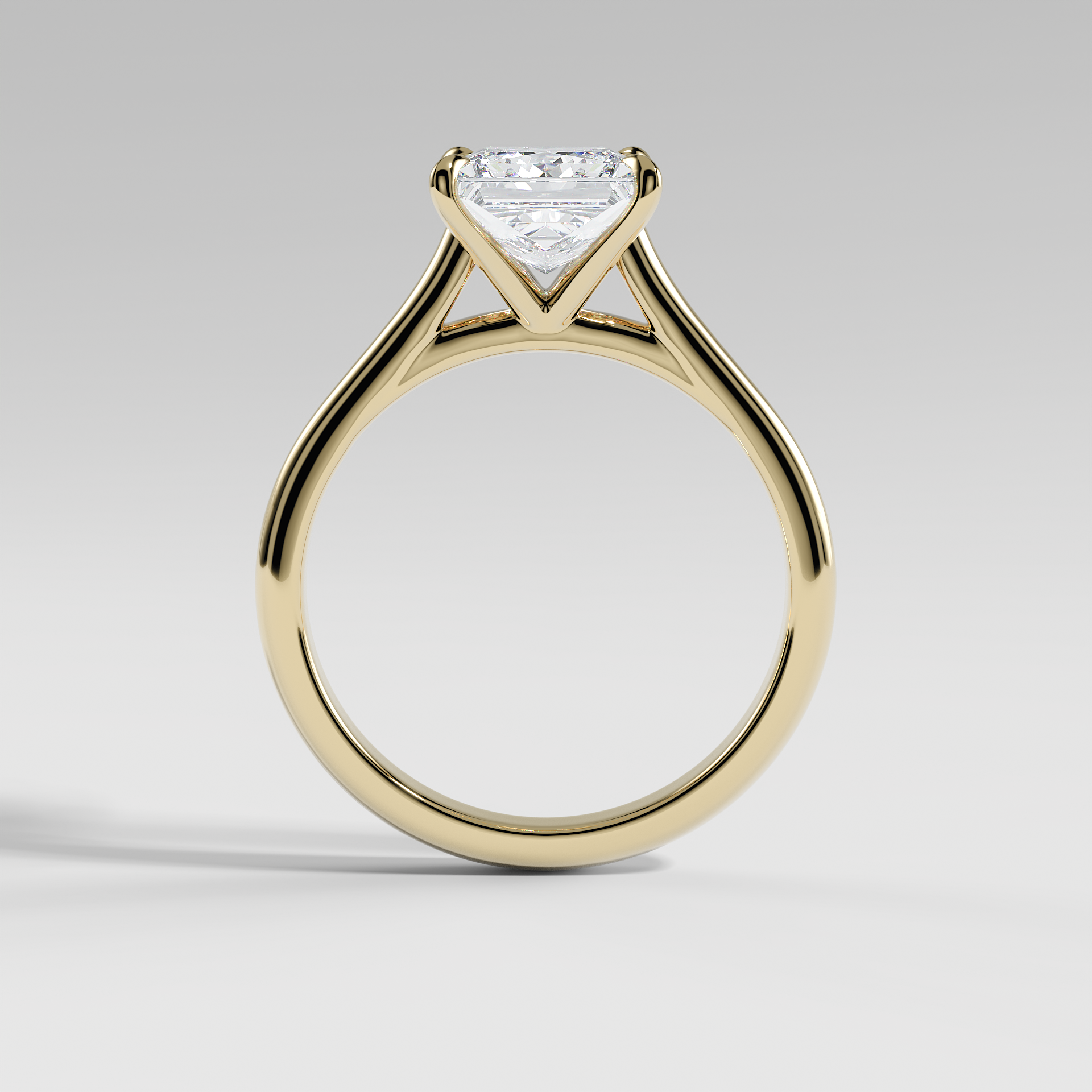 SOPHIA - Princess Solitaire Engagement Ring with Polished Cathedral Band