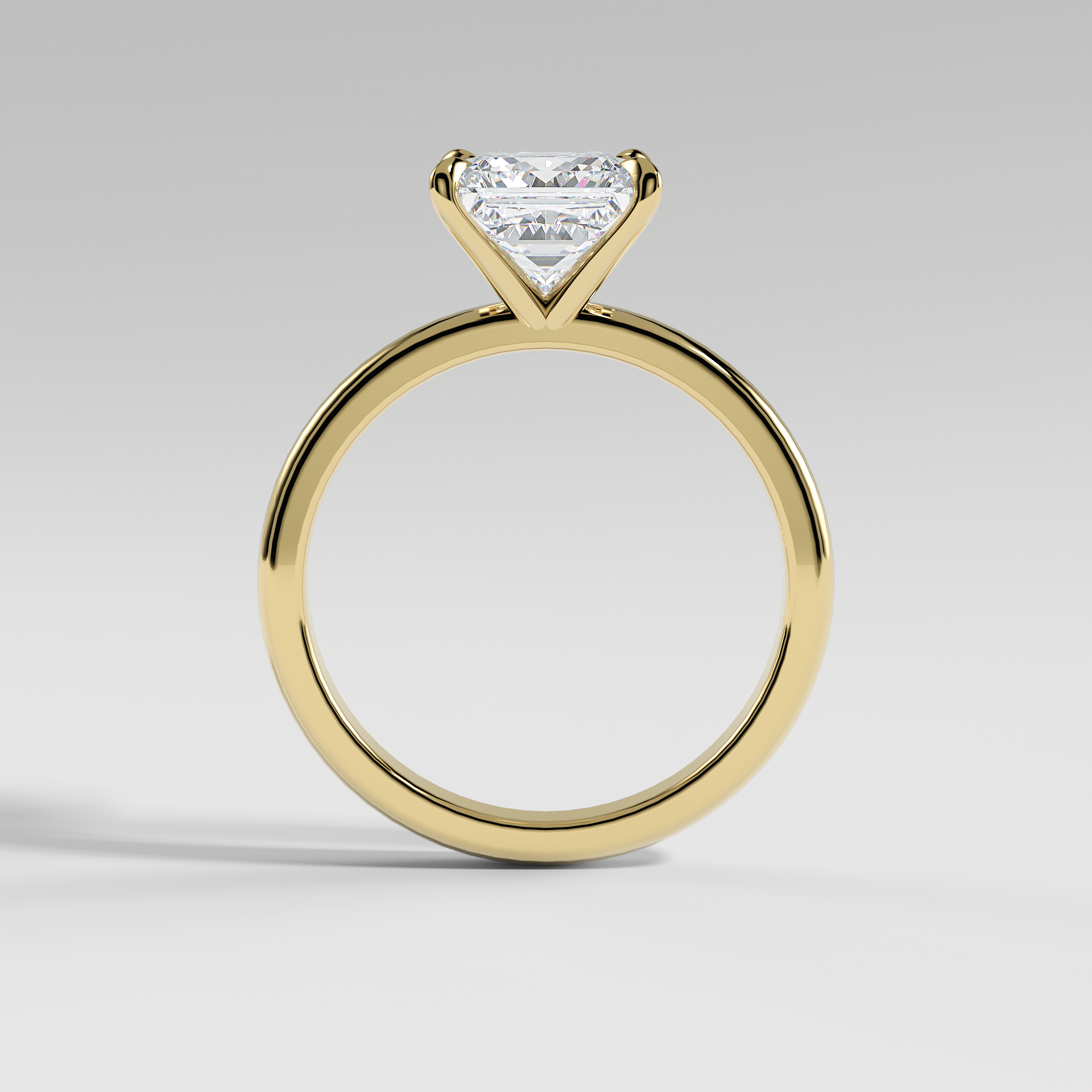 MIA - Princess Solitaire Engagement Ring with Polished Band