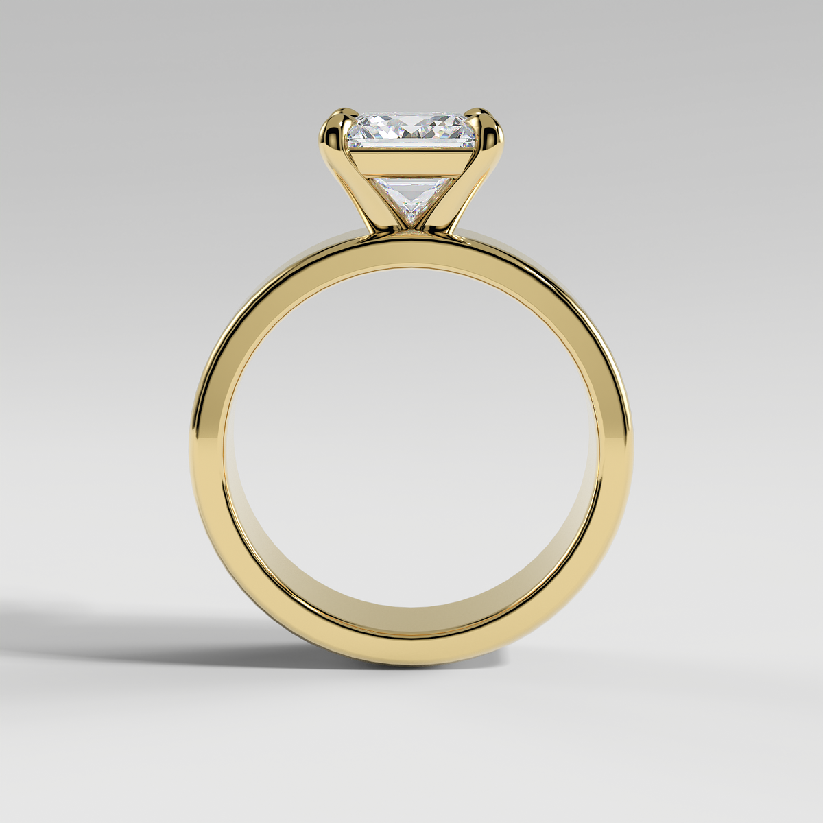SARAH - Princess 5mm Flat Solitaire Engagement Ring with Polished Band