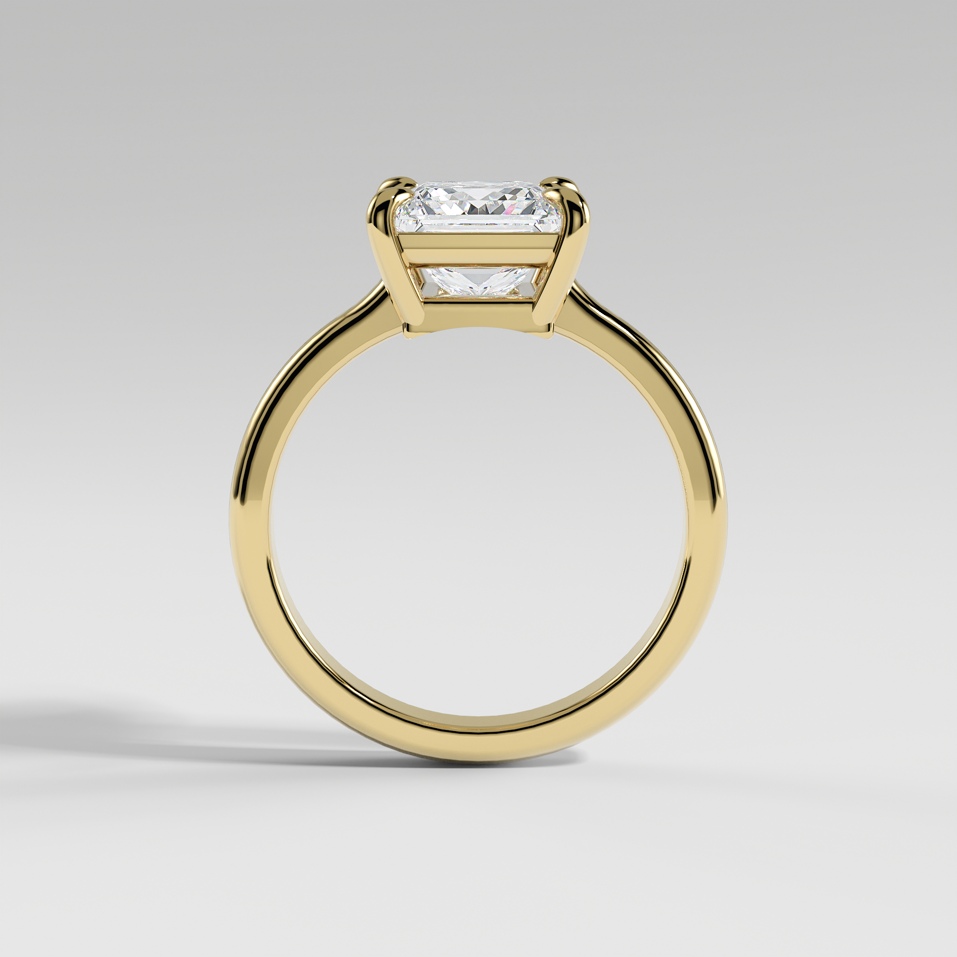 PAISLEY - Princess Solitaire Engagement Ring with Low-Set Donut Basket and Polished Band