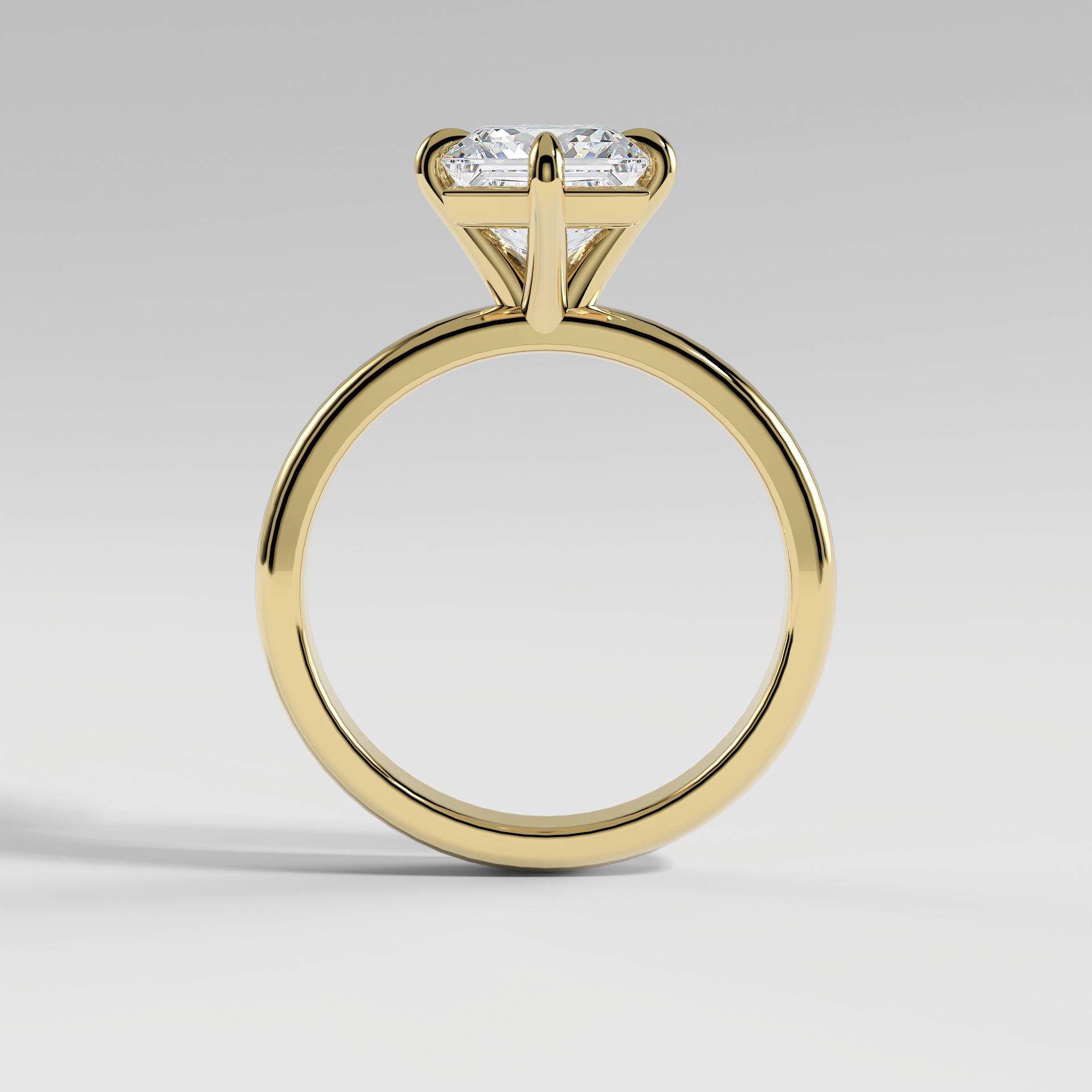 NATALIE - Princess North–South Solitaire Engagement Ring with Polished Band