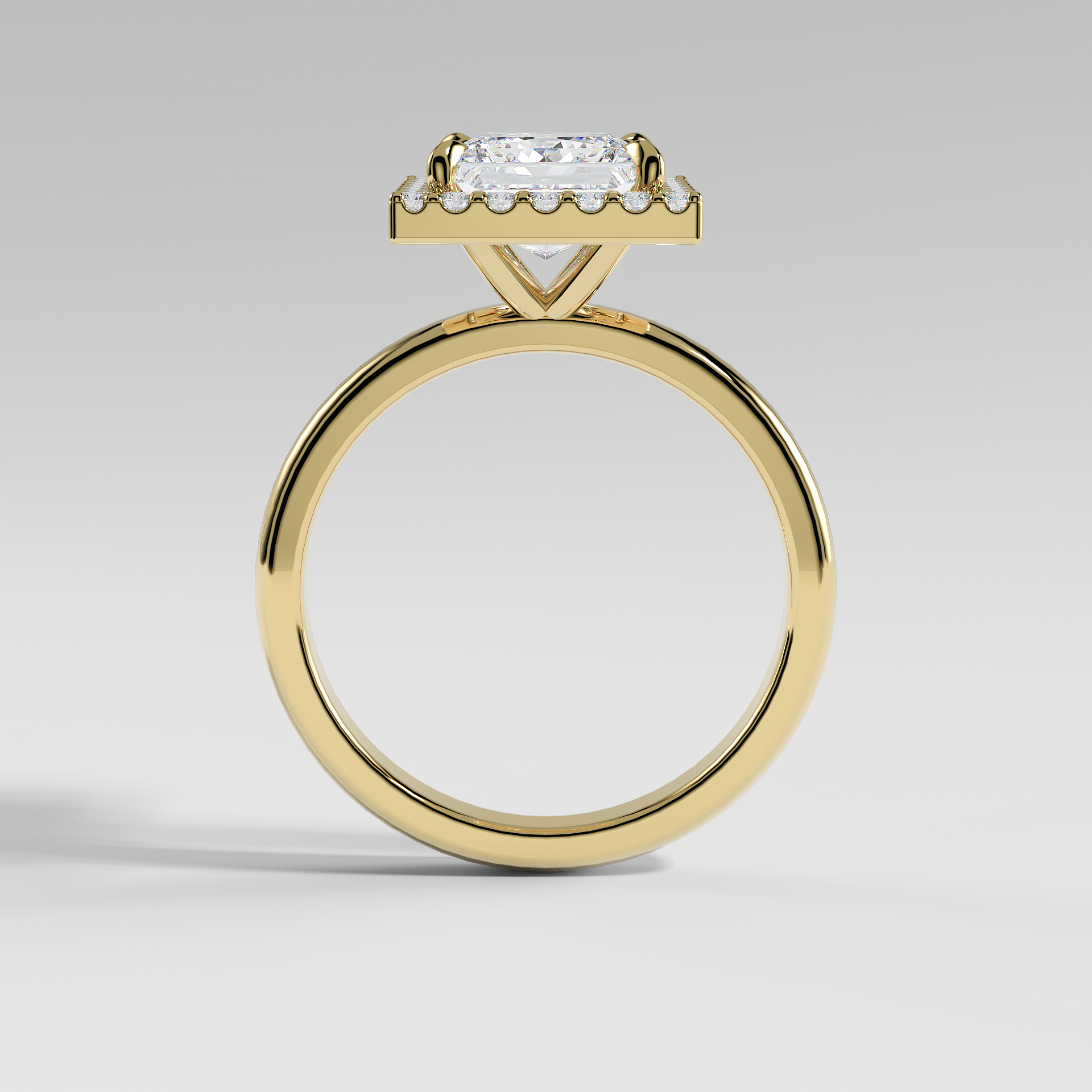 ELIANA - Princess Halo Engagement Ring with Polished Band