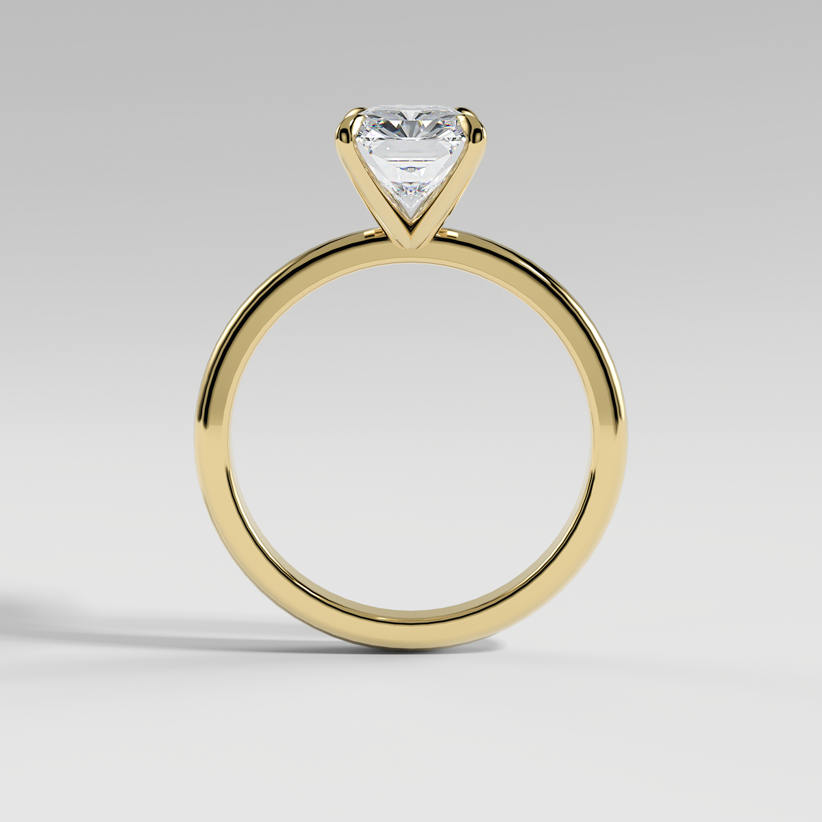 MIA - Radiant Solitaire Engagement Ring with Polished Band
