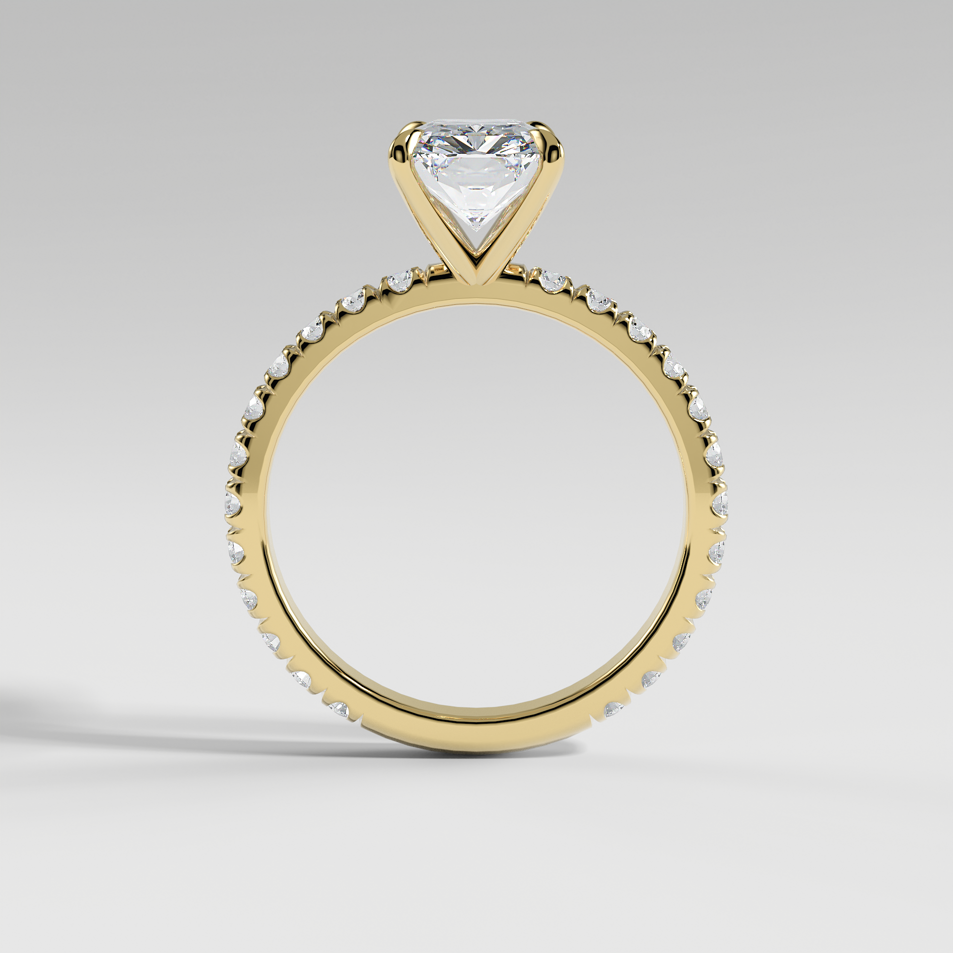 ISABELLA - Radiant Solitaire Engagement Ring with Pavé Diamond Band