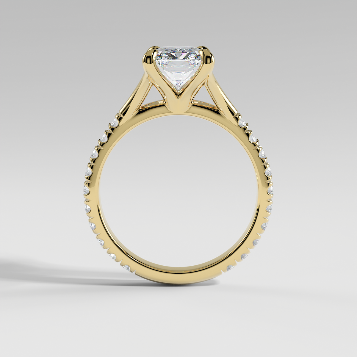 VICTORIA - Radiant Solitaire Engagement Ring with Pavé Diamond Split Band