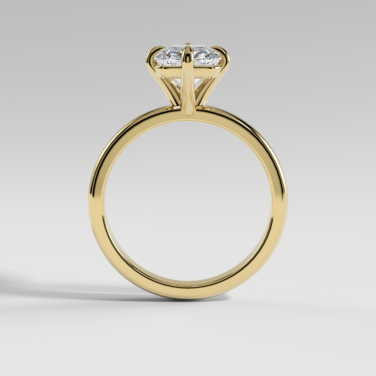 NATALIE - Radiant North–South Solitaire Engagement Ring with Polished Band