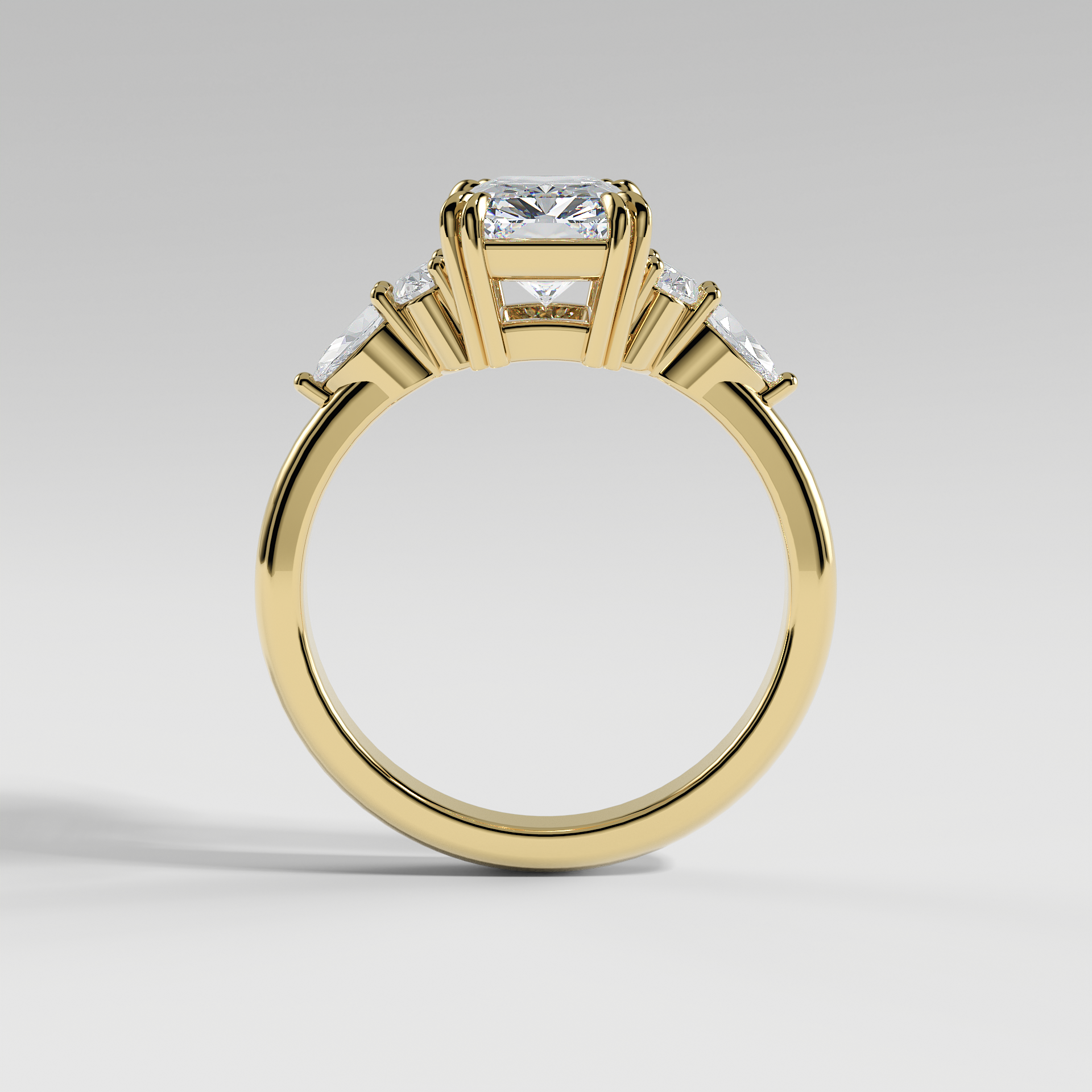 WILLOW - Radiant Five-Stone Diamond Ring with Oval & Pear Side Stones and Polished Band