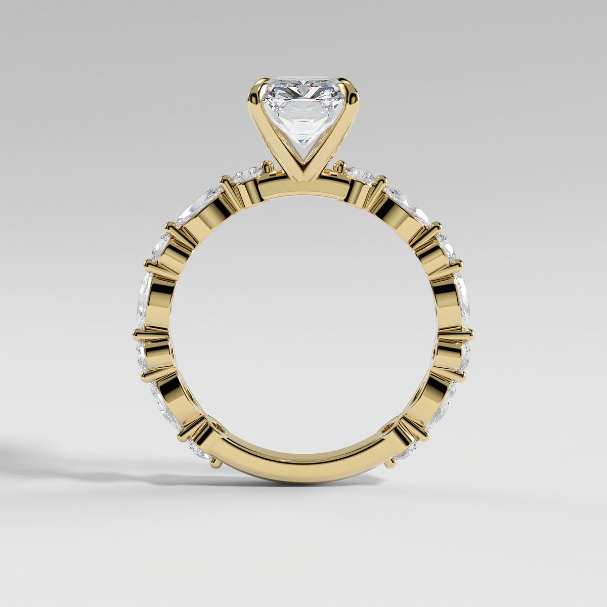 VALENTINA - Radiant Solitaire Engagement Ring with Marquise & Round Accent Stones
