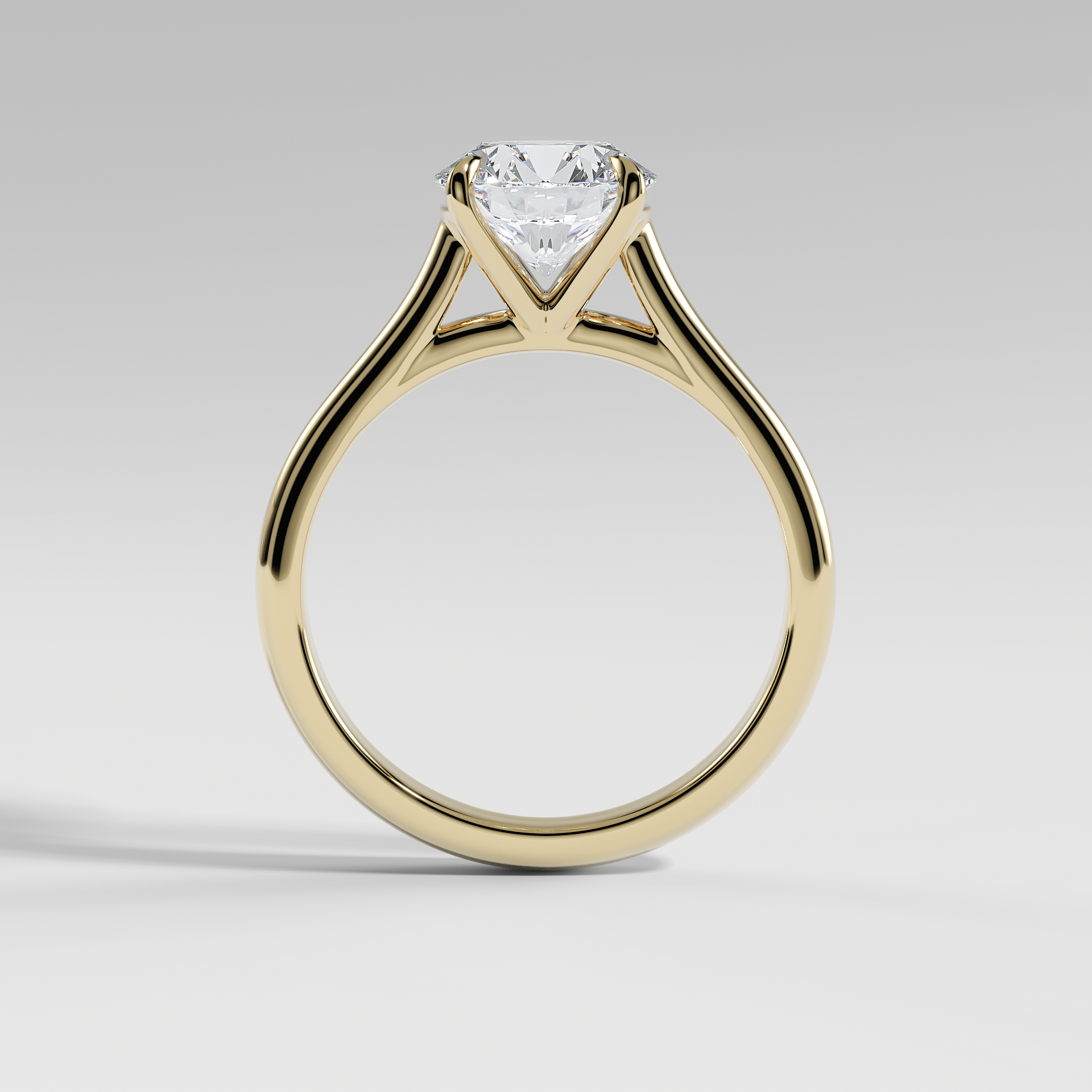 SOPHIA - Round Solitaire Engagement Ring with Polished Cathedral Band