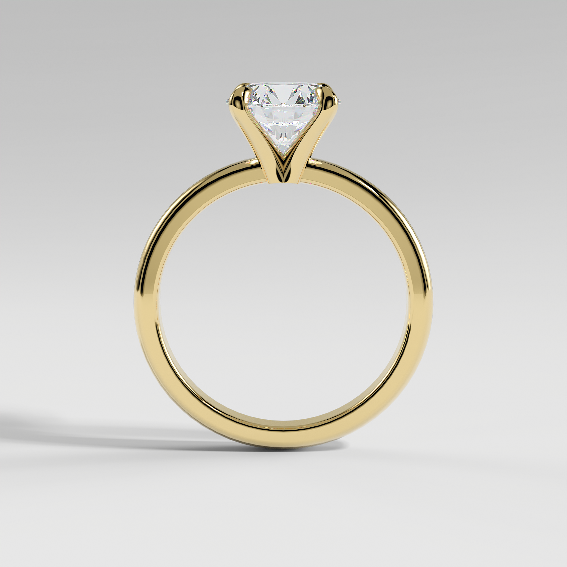 ARIANA - Round Solitaire Engagement Ring with Polished Band and Open Basket Setting