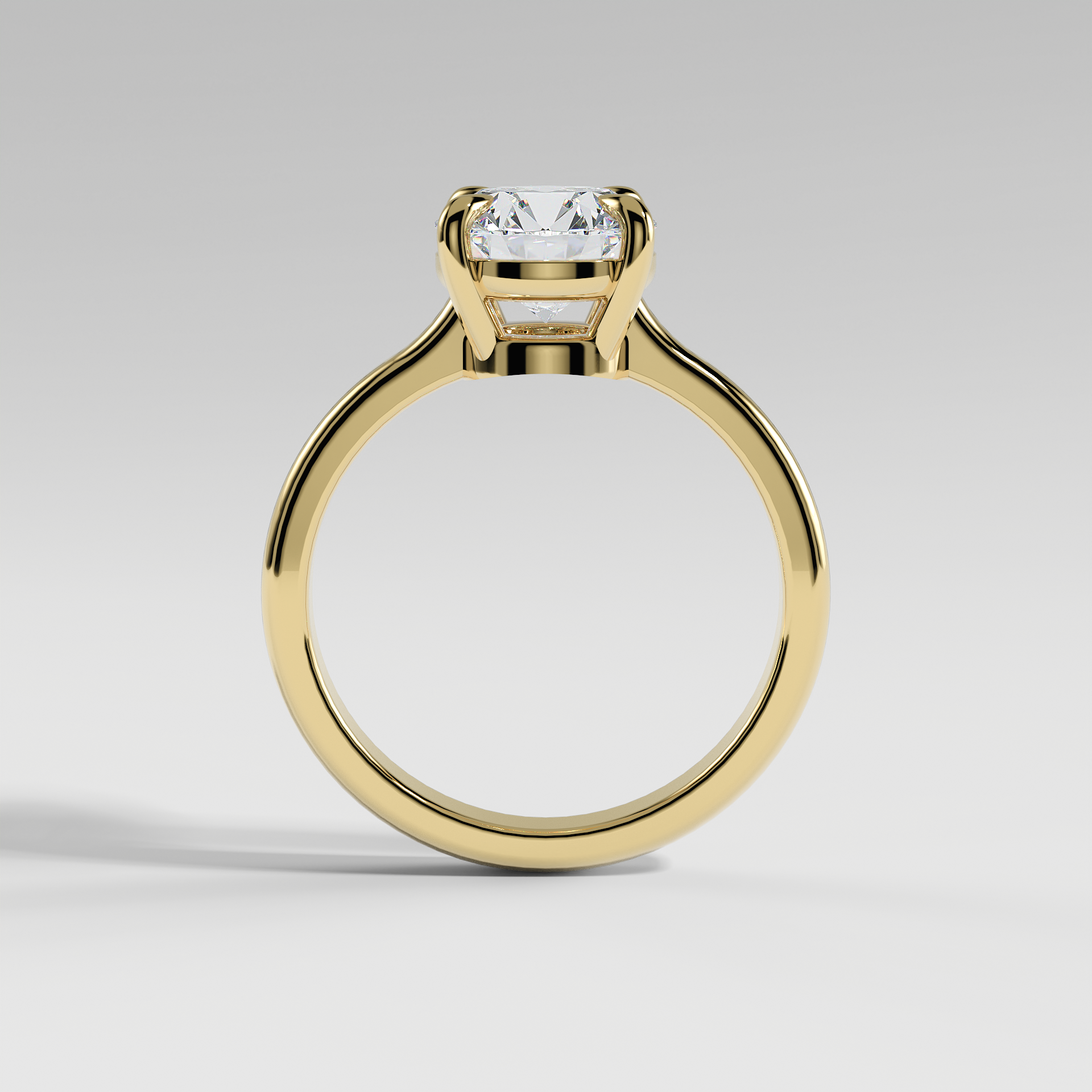 PAISLEY - Round Solitaire Engagement Ring with Low-Set Donut Basket and Polished Band
