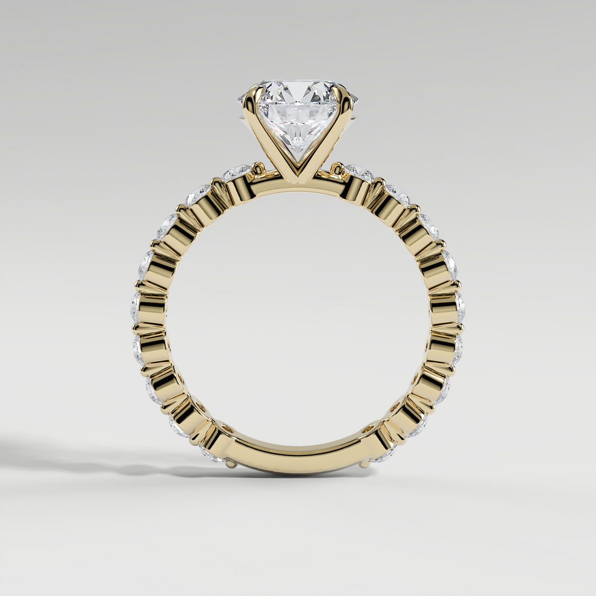 CHLOE - Round Solitaire Engagement Ring with 2.2mm Round Accent Diamonds