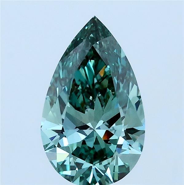 1.1ct Pear FANCY VIVID BLUISH GREEN VVS2 Lab Created Diamond