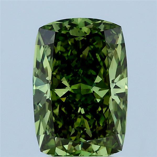 2ct Cushion FANCY VIVID GREEN VS2 Lab Created Diamond