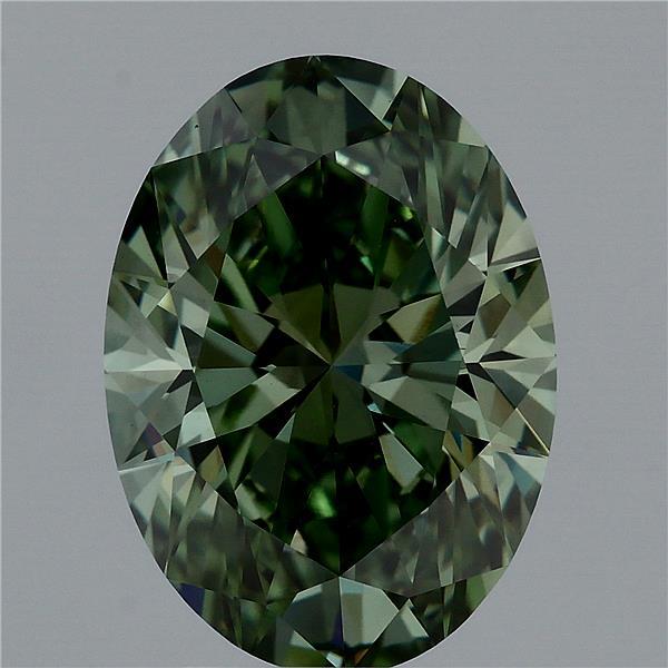 3.64ct Oval FANCY VIVID GREEN VVS2 Lab Created Diamond