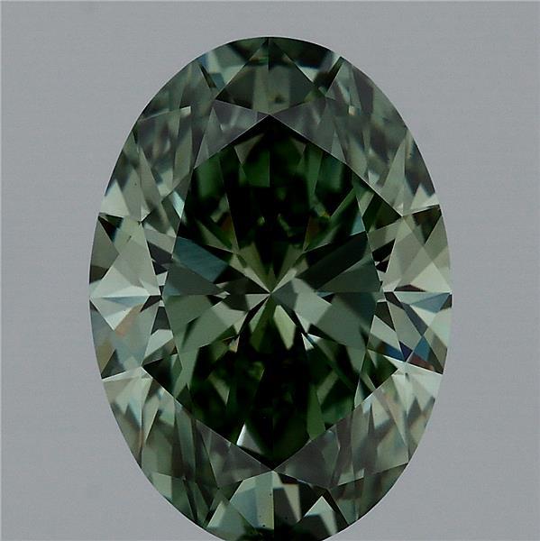 2.79ct Oval FANCY VIVID GREEN VS1 Lab Created Diamond