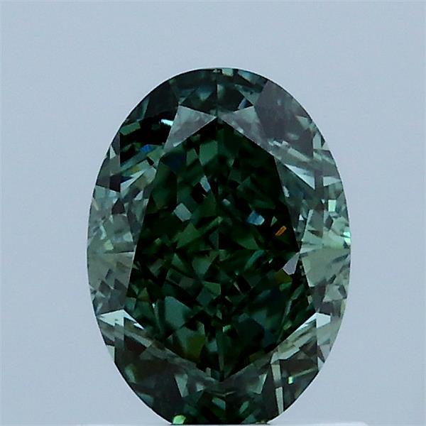 1.07ct Oval FANCY VIVID GREEN VVS2 Lab Created Diamond