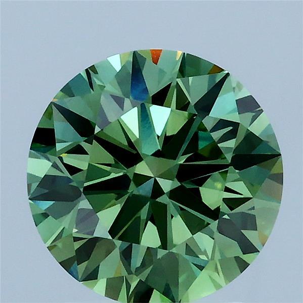 2ct Round FANCY VIVID GREEN VS1 Lab Created Diamond