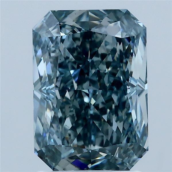 2.53ct Radiant FANCY VIVID BLUE GREEN VS1 Lab Created Diamond