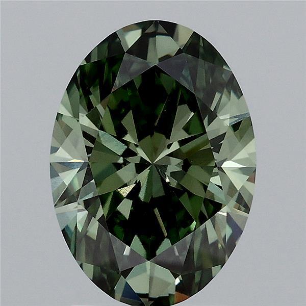 2.5ct Oval FANCY VIVID GREEN VVS2 Lab Created Diamond