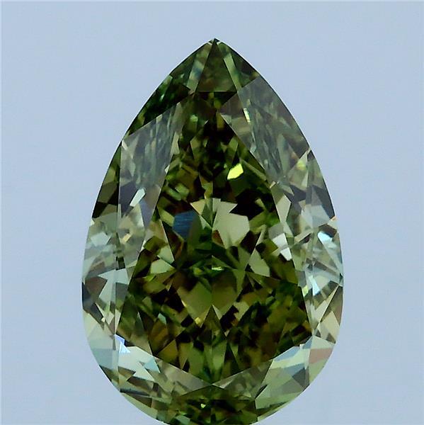 3.24ct Pear FANCY VIVID GREEN VS1 Lab Created Diamond