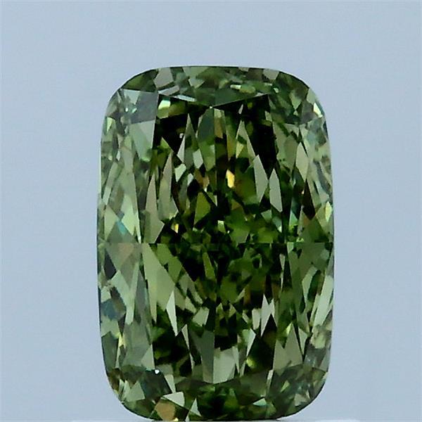 1.01ct Cushion FANCY VIVID GREEN VS1 Lab Created Diamond