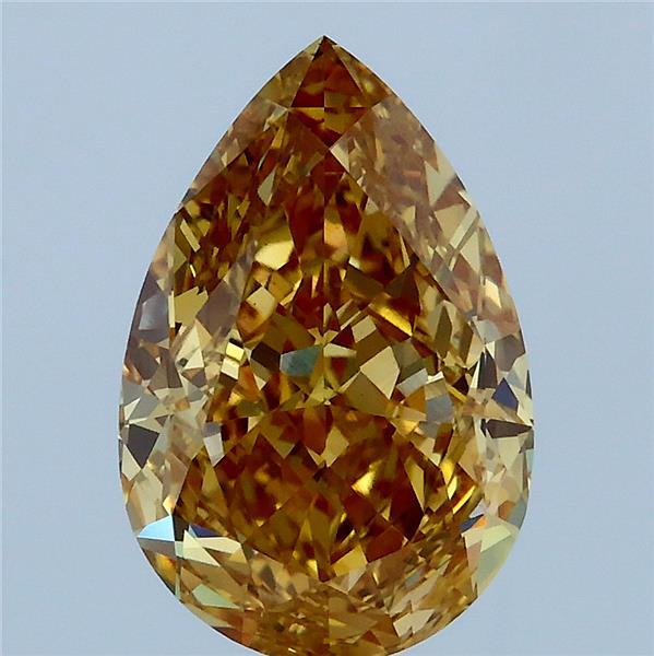 3.09ct Pear FANCY INTENSE BROWNISH YELLOW VVS2 Lab Created Diamond