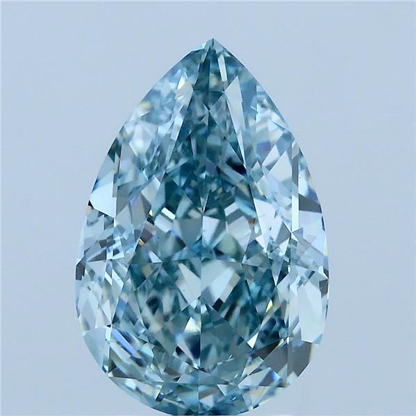4.15ct Pear FANCY INTENSE BLUISH GREEN VS1 Lab Created Diamond
