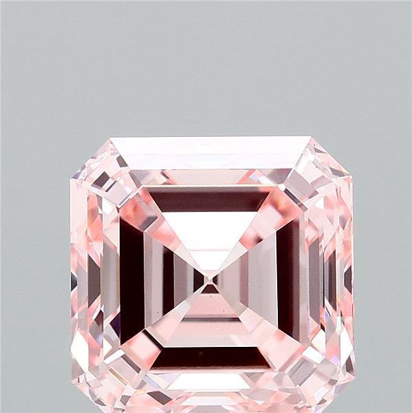 3.24ct Asscher FANCY INTENSE PINK VS1 Lab Created Diamond