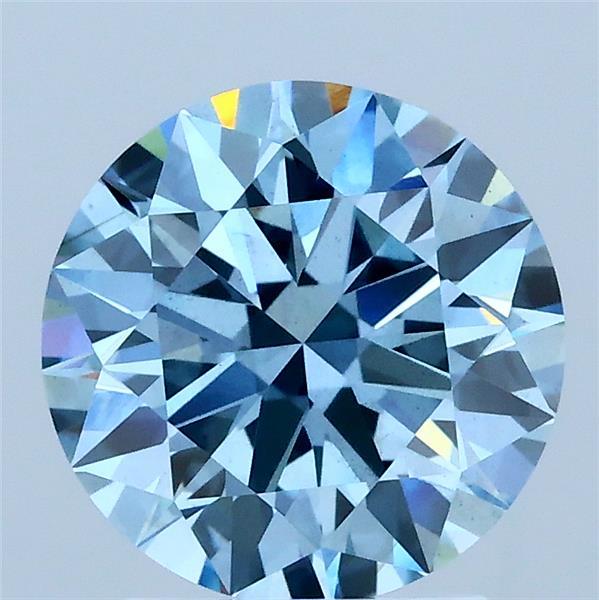 2.1ct Round FANCY VIVID BLUE VS2 Lab Created Diamond